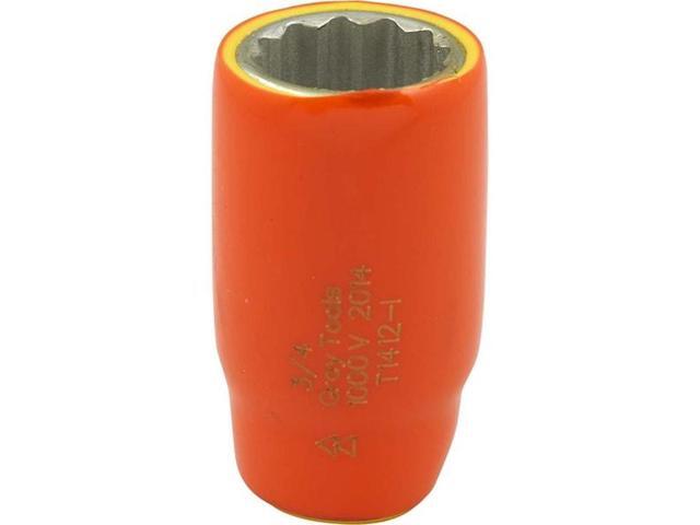 GRAY TOOLS 1412-I Socket 3/4' X 1/2' Drive, 12 Point Standard Length, 1000V