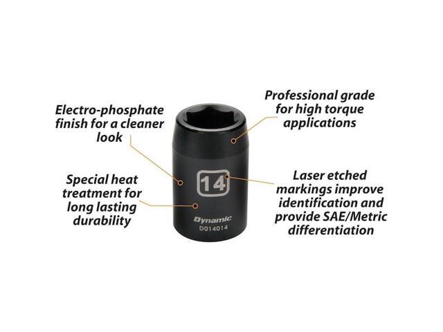 DYNAMIC D014031 1/2' Drive Standard Socket, Black Phosphate, Tools 1/2' Drive 6