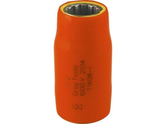 GRAY TOOLS 1408-I Socket 1/2' X 1/2' Drive, 12 Point Standard Length, 1000V
