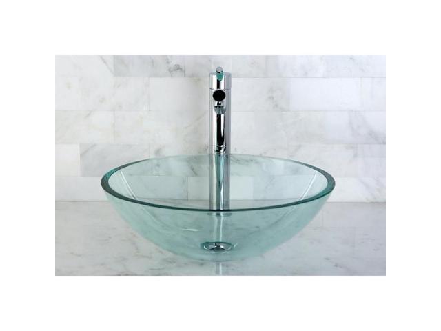 FAUCETURE EVSPCC1 EVSPCC1 1/2' Round Tempered Glass Vessel Sink, Clear