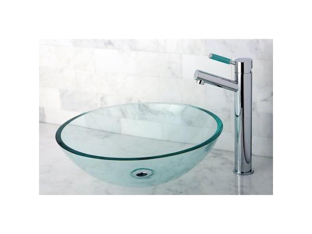 FAUCETURE EVSPCC1 EVSPCC1 1/2' Round Tempered Glass Vessel Sink, Clear