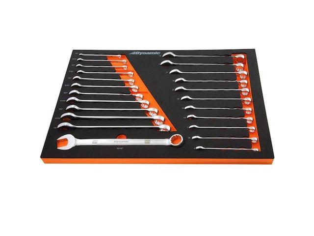 DYNAMIC D096004-FT5T Tools 24Pcs SAE & Metric Chrome Combo Wrench Set W/ Foam