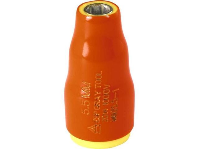 GRAY TOOLS M605.5-I 5.5mm X 1/4' Drive, 6 Point Standard Length, 1000V Insulated
