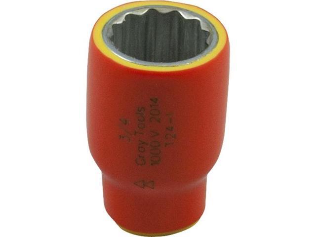 GRAY TOOLS T24-I 3/4' X 3/8' Drive, 12 Point Standard Length, 1000V Insulated