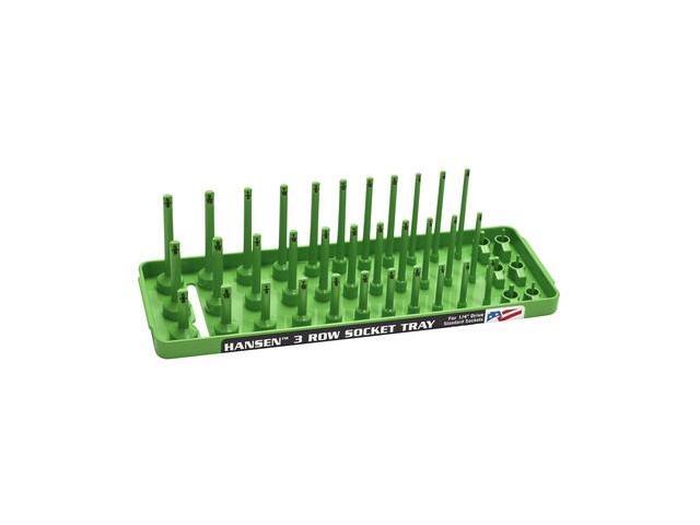HANSEN 14033 Fractional Three Row Socket Tray for 1/4' Drive Sockets, Green