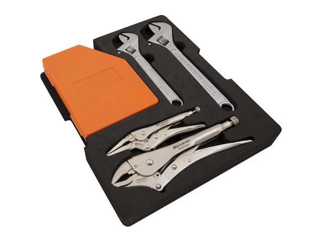 DYNAMIC D105104 6Pcs Hex Key, Locking Pliers & Adjstbl Wrench Set W/ Foam Tool