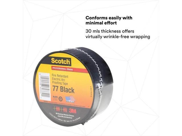 3M 77BLACK-1-1/2X20FT ElectricalTape,Black,6-5/8ydL,1-1/2inW