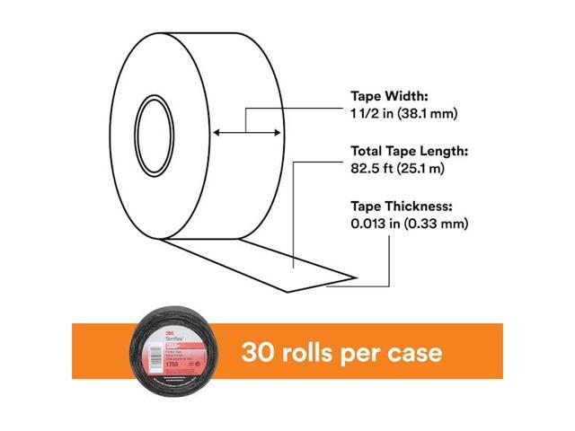 3M 1755-1-1/2 x 82-1/2 ft ElectricalTape,Blk,27-1/2ydL,PK30