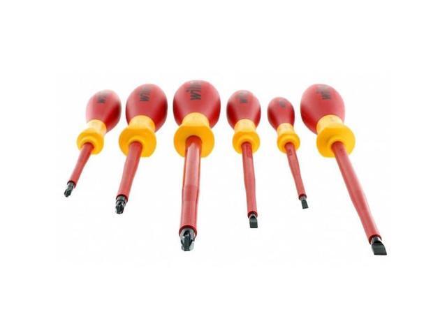 WIHA 32092 Insulated Screwdriver Set, Slotted/Phillips Tip, Alloy Steel with