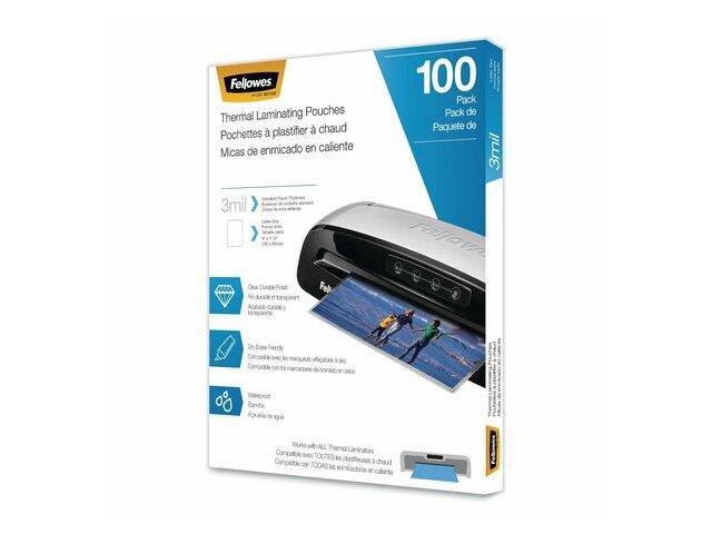 Fellowes Laminating Pouches Letter Size Hot Pouch 9 x 11.5 3 mil 100 pack 5743301