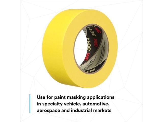 3M 301+ Painter's Tape, 36 mm W x 55 m L, 6.3 mil Thick, Yellow, Rubber