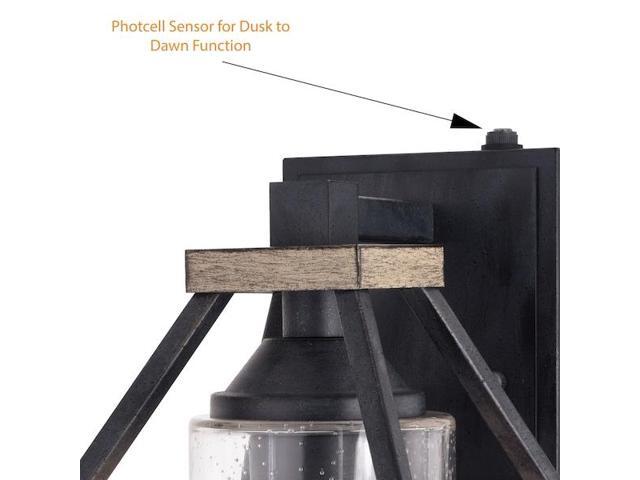 VAXCEL T0584 Napier 6.25-in Black Farmhouse Wall Lantern, Dusk to Dawn Photocell