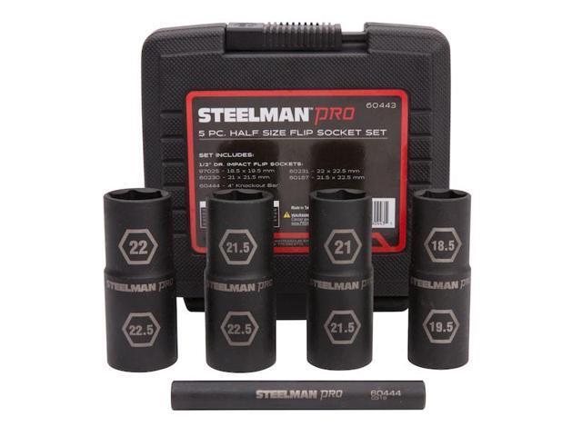 STEELMAN 60443 5-Piece 1/2' Drive 6-Point Thin Wall Impact Flip Socket and