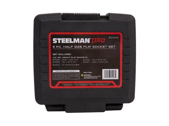 STEELMAN 60443 5-Piece 1/2' Drive 6-Point Thin Wall Impact Flip Socket and