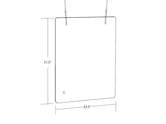 AZAR DISPLAYS 179964-100 Hanging Clear Acrylic Plexiglass Shield Cashier PPE