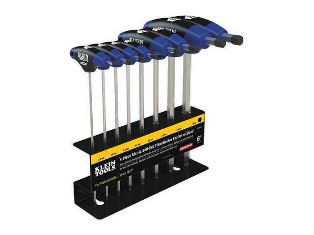 KLEIN TOOLS JTH68MB Hex Kit Set, Metric, Ball End T-Handle, 6-Inch with Stand,