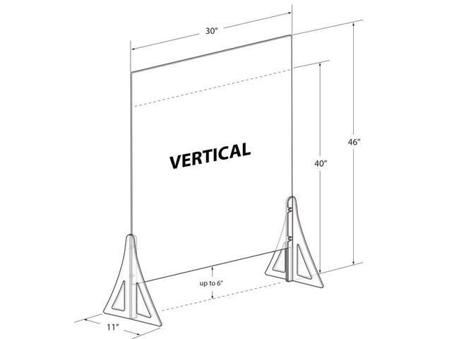 AZAR DISPLAYS 179776-187 Acrylic Plexiglass Shield PPE 30'x40' Adjustable w/