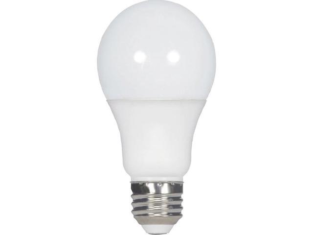 SATCO S28563 Bulb, LED, 10W, A19, Medium, 120V, Frosted White, 50K, 4PK