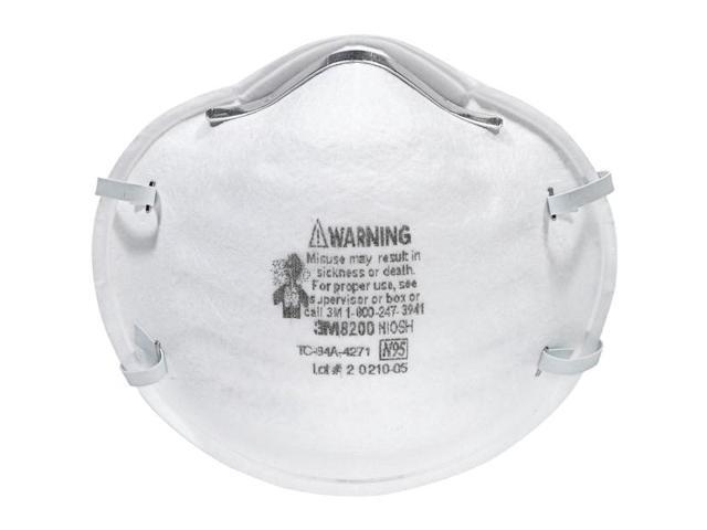 3M 8200 N95 Disposable Respirator, 8200, Dual Headstrap, Polyisoprene Strap,