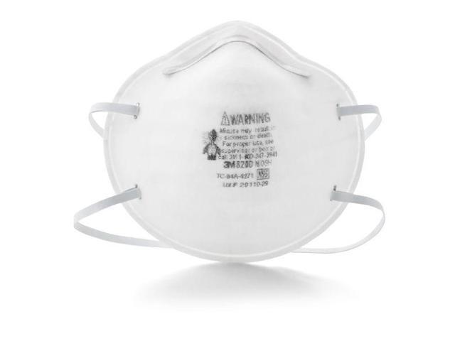 3M 8200 N95 Disposable Respirator, 8200, Dual Headstrap, Polyisoprene Strap,