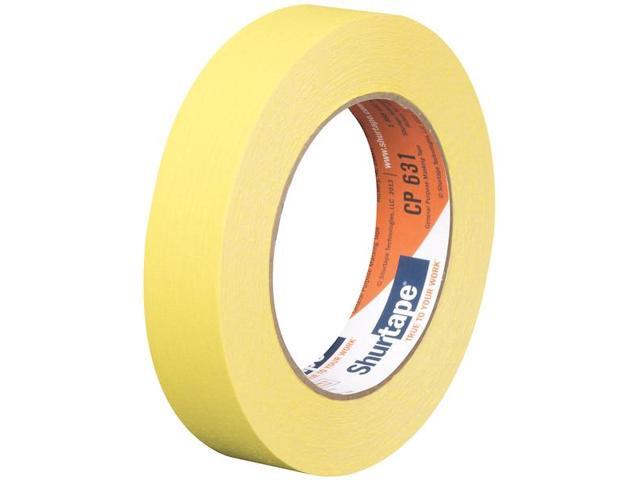 SHURTAPE 120410 Masking Tape, 24 mm W x 55 m L, 4.9 mil Thick, Yellow, Rubber