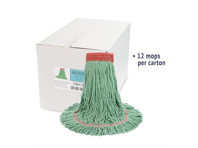 BOARDWALK BWK503GNCT 5 in Looped-End Wet Mop, Green, Cotton/Synthetic, PK12,