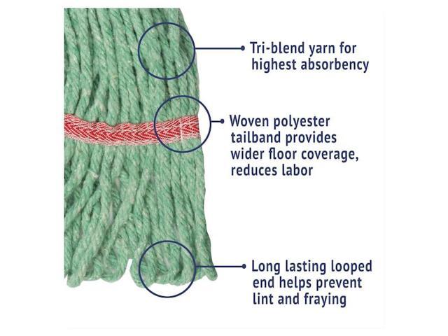 BOARDWALK BWK503GNCT 5 in Looped-End Wet Mop, Green, Cotton/Synthetic, PK12,