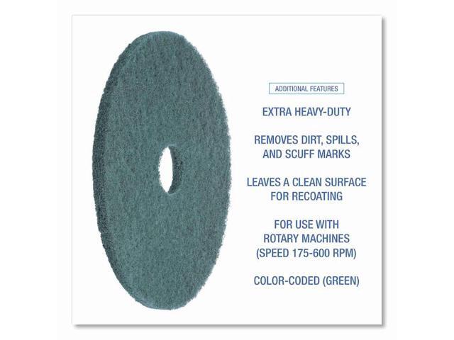 BOARDWALK BWK4018GRE Heavy-Duty Scrubbing Floor Pads, 18' Diameter, Green, PK5