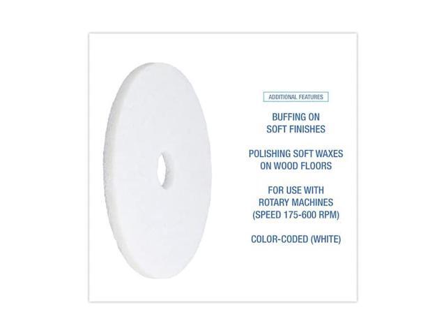 BOARDWALK BWK4018WHI Polishing Floor Pads, 18' Diameter, White, PK5