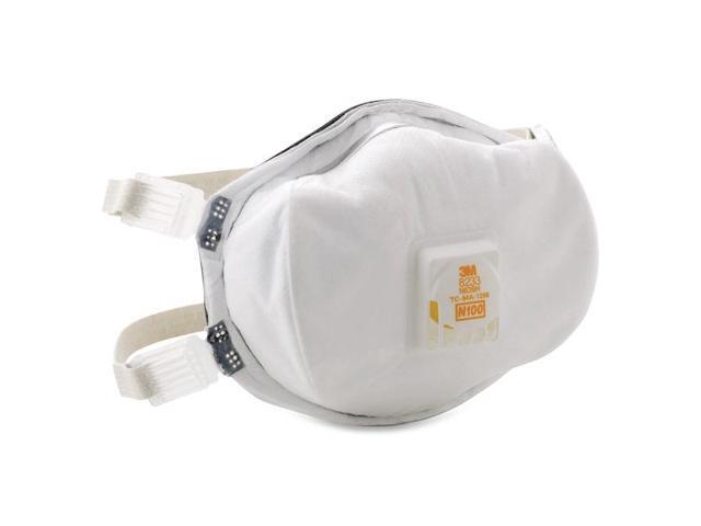 3M 8233 Disposable Respirator, N100, Molded, Dual, Adjustable, Metal Nose Clip,