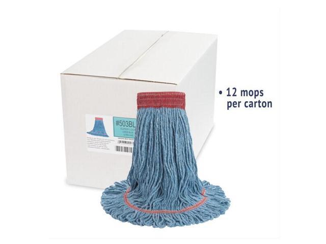 BOARDWALK BWK503BLCT 5 in Looped-End Wet Mop, Blue, Cotton/Synthetic, PK12,