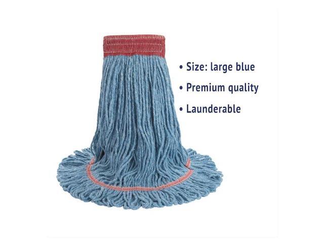 BOARDWALK BWK503BLCT 5 in Looped-End Wet Mop, Blue, Cotton/Synthetic, PK12,