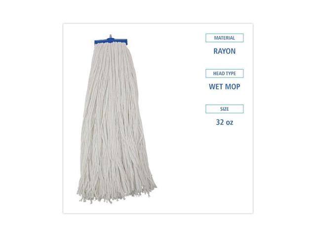 BOARDWALK BWK732R 1.25 in Cut-End Wet Mop, White, Rayon, PK12, BWK732R