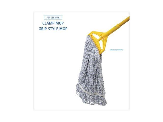 BOARDWALK BWK543CT Looped-End Wet Mop, White/Blue Stripes, Polyester/Rayon,