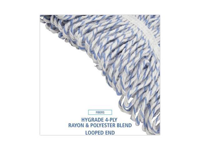 BOARDWALK BWK543CT Looped-End Wet Mop, White/Blue Stripes, Polyester/Rayon,