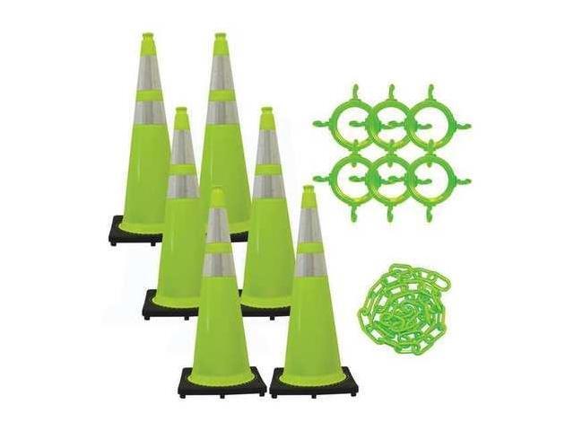 MR. CHAIN 97277-6 Traffic Cone Kit for Plastic Chain Barrier, Green, 14 in