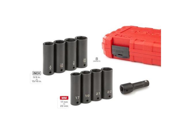 TEKTON SID92415 1/2 Inch Drive Impact Lug Nut Socket Set (9-Piece)