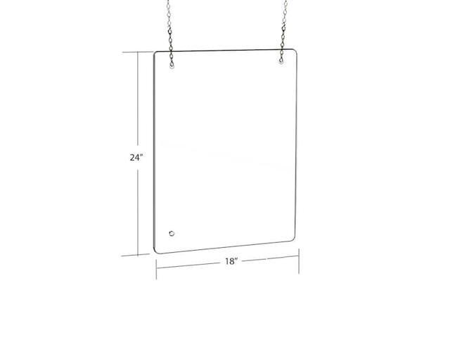 AZAR DISPLAYS 179962-100 Hanging Clear Acrylic Plexiglass Shield Cashier PPE