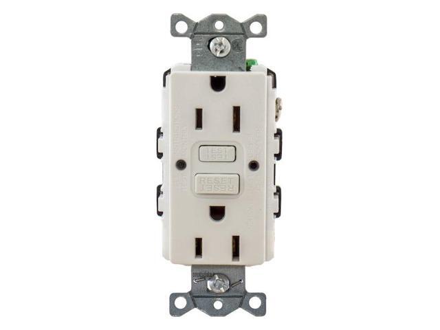 HUBBELL WIRING DEVICE-KELLEMS GFR15W GFCI Receptacle, 15A, 125VAC, 5-15R, White