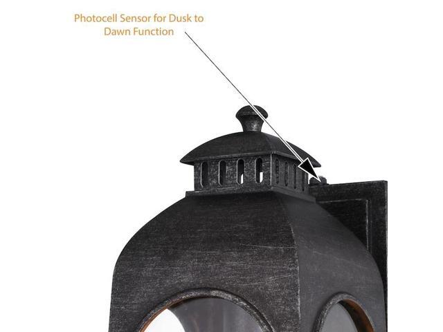 VAXCEL T0591 Pilsen 6.5-in Black Outdoor Wall Lantern, Dusk to Dawn Photocell