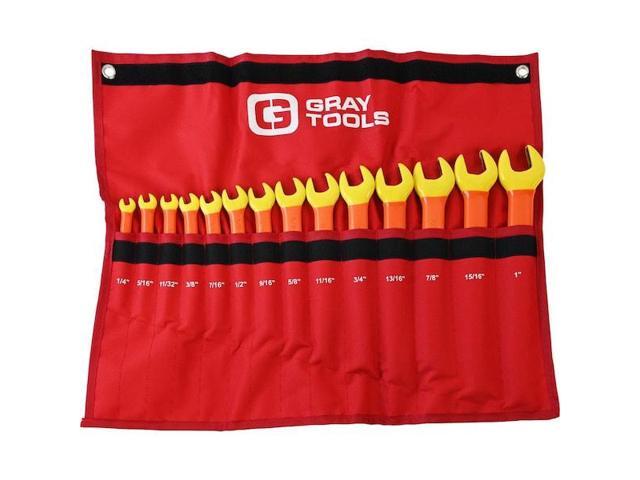 GRAY TOOLS DO14-I 14 Piece SAE Open End Wrench Set, 1/4' - 1', 1000V Insulated