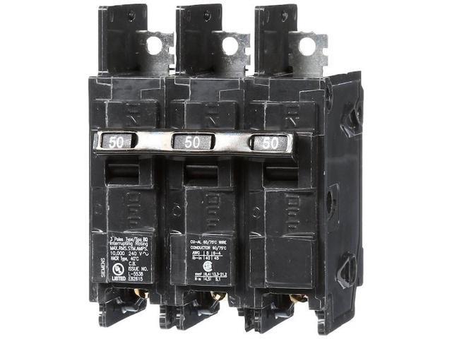 SIEMENS BQ3B050 Miniature Circuit Breaker, BQ Series, 50A, 3 Pole, 240V AC,