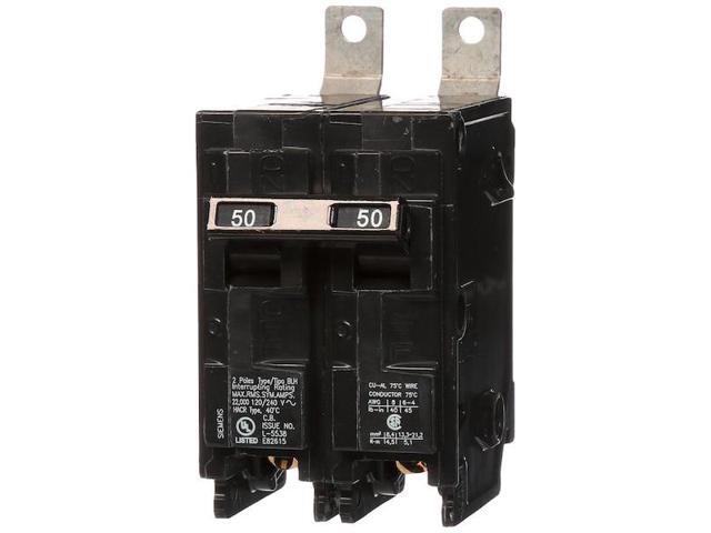 SIEMENS B250H Miniature Circuit Breaker, BL Series, 50A, 2 Pole, 120/240V AC,