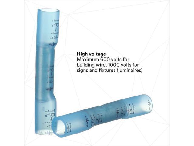 3M MH14BCX Butt Splice Wire Connector, 14 AWG Max, Blue, Polyolefin Insulation,