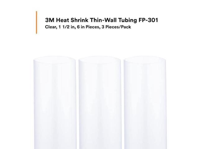 3M FP301-1 1/2-6'-CLEAR-10-3 PC PKS Heat Shrink Tube, Thin Wall, 2:1 I. D.