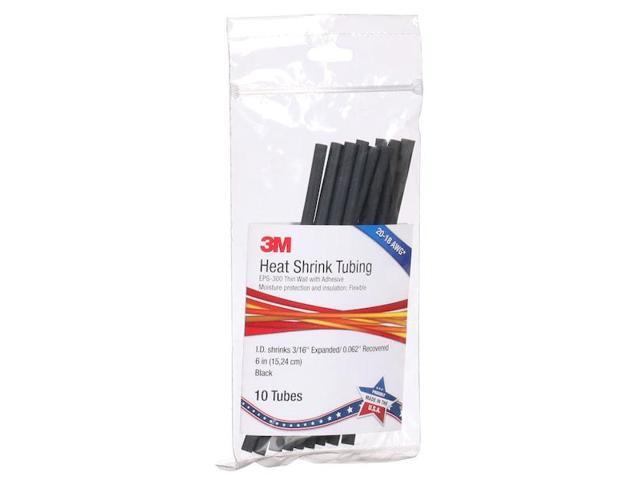 3M EPS300-3/16-6'-BLACK-10-10 PC PKS Adhesive Lined Heat Shrink Tube, Thin
