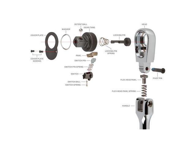 TEKTON SRH31112 3/8 Inch Drive x 12 Inch Flex Head Quick-Release Long Ratchet