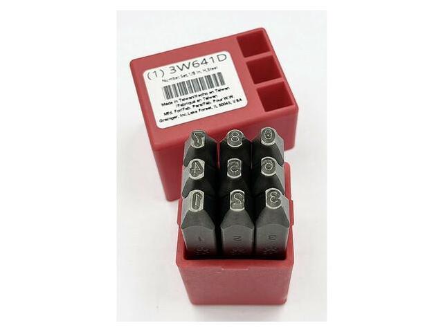 ZORO SELECT 3W641 Number Set,1/8 In. H,Steel photo