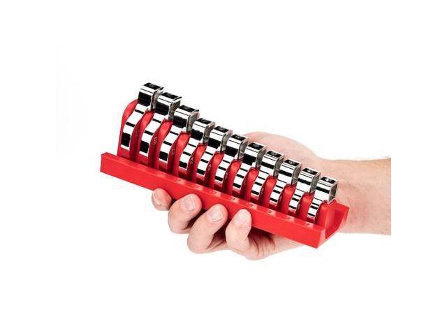 TEKTON ORG26411 11-Tool 1/2 Inch Drive Crowfoot Wrench Organizer Rack, Red