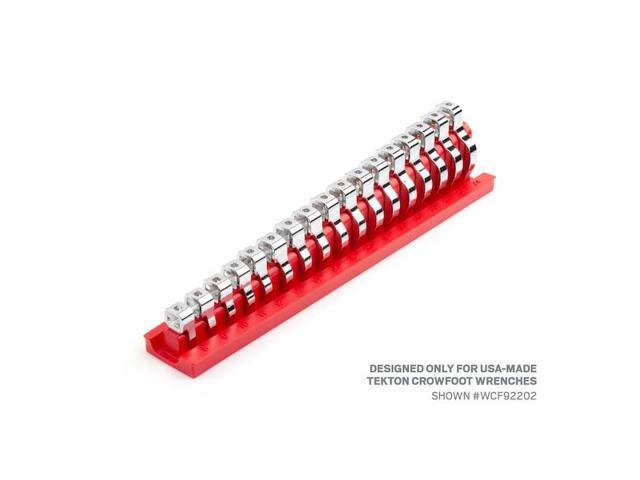 tekton 17-tool 3/8 inch drive crowfoot wrench organizer rack, red (8-24 mm) org26217